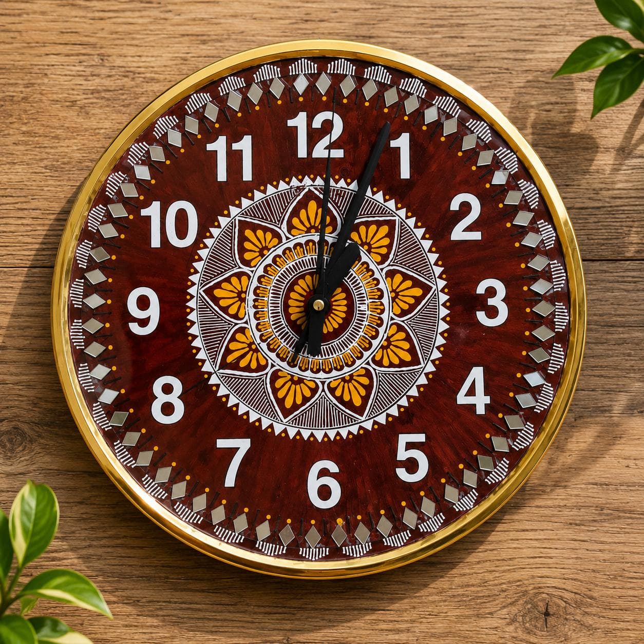 Handmade Aipan Wall Clock (32cm)