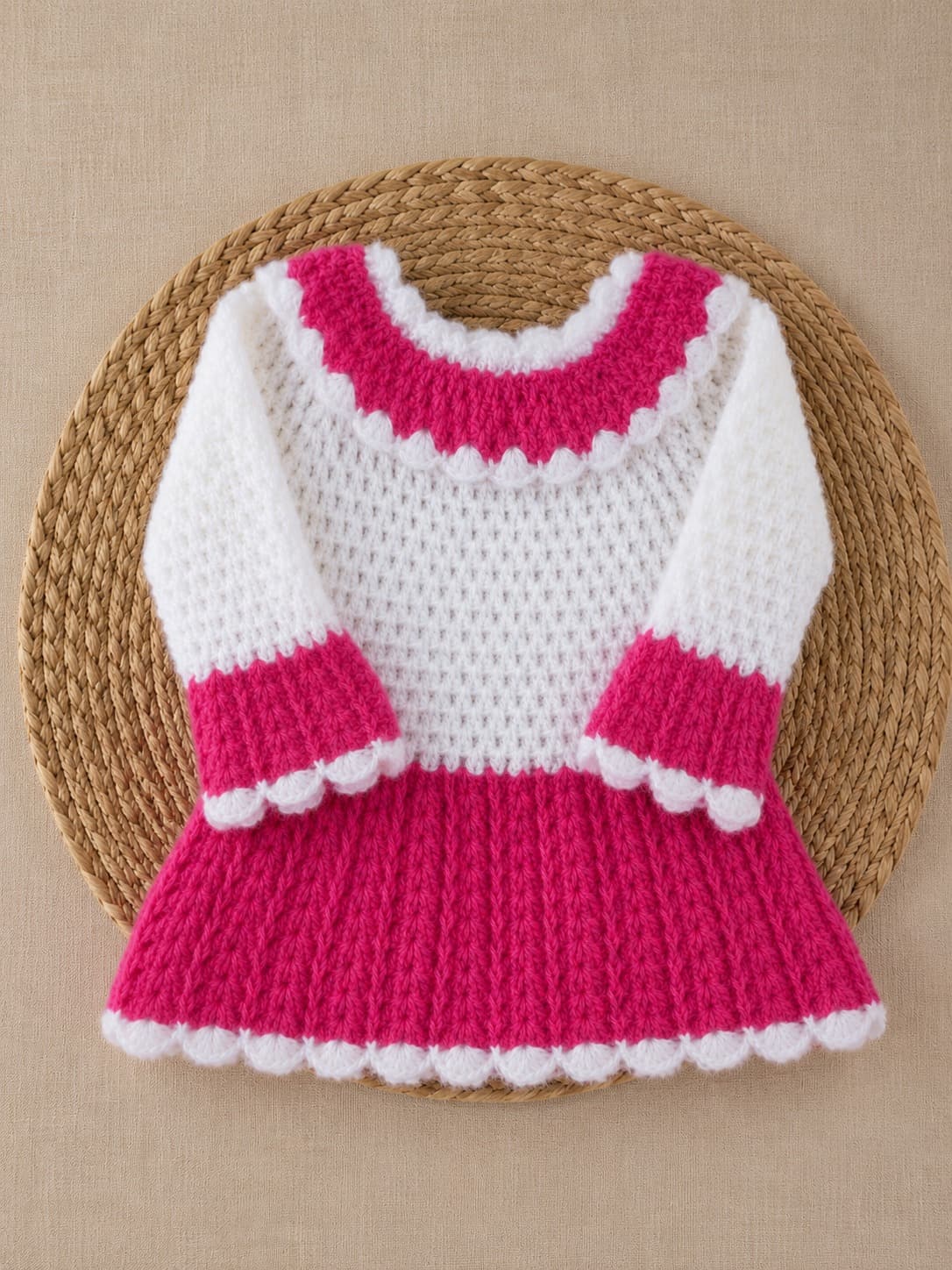 Pink and White scalloped dress 